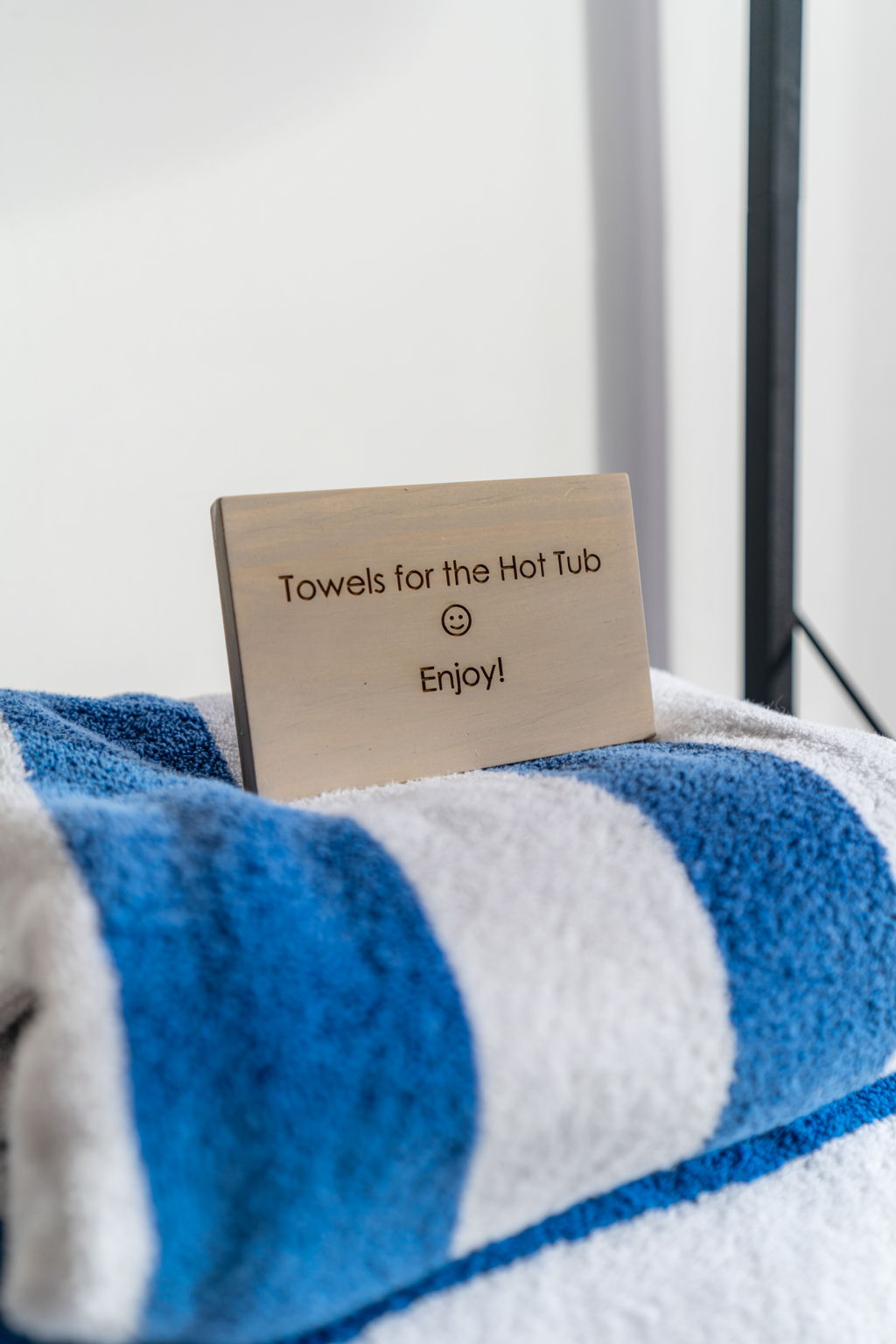 Hot tub towels and essentials ready for your soak